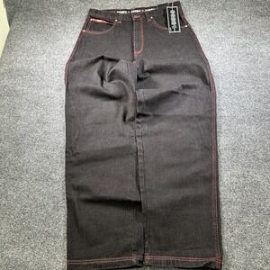 VTG Code 4 by IBEU Jeans Mens 36x34 Black Baggy Wide Streetwear Russia Made 90s